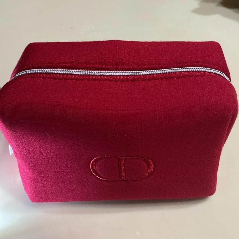 DIOR RED VELVET COSMETICS BAG NEW IN BOX 6” x 3” x 4” - Picture 7 of 9